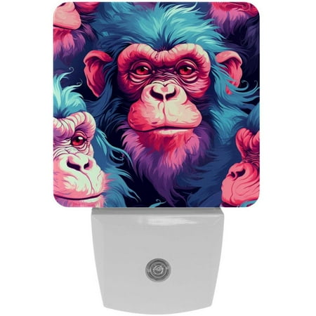 

Monkey LED Square Night Light - Soft Glow Plug-in Lamp with Dusk to Dawn Sensor for Bedroom and Hallway - Energy Efficient Compact Design