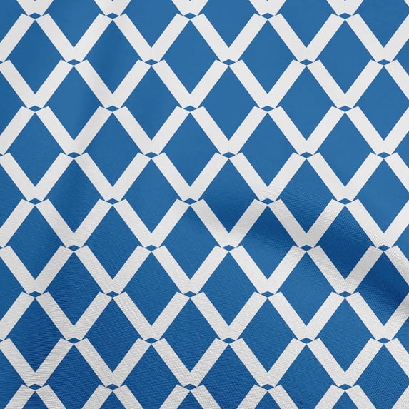 oneOone Velvet Medium Blue Fabric Geometric Craft Projects Decor Fabric Printed By The Yard 58 Inch Wide