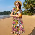 thumbnail image 4 of Easygdp Fruit-Flavored Ice-Cream para Vestido Transpirable de Mujer, Vestido Suelto de Manga Corta con Pliegues y Bolsillos para el Verano, 4 of 6