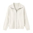 thumbnail image 3 of KICILVS Sweater Jacket for Women Full Zip Collared Ribbed Cuffs Knit Coat Plain Casual Fall Winter Trendy Outerwear, 3 of 5