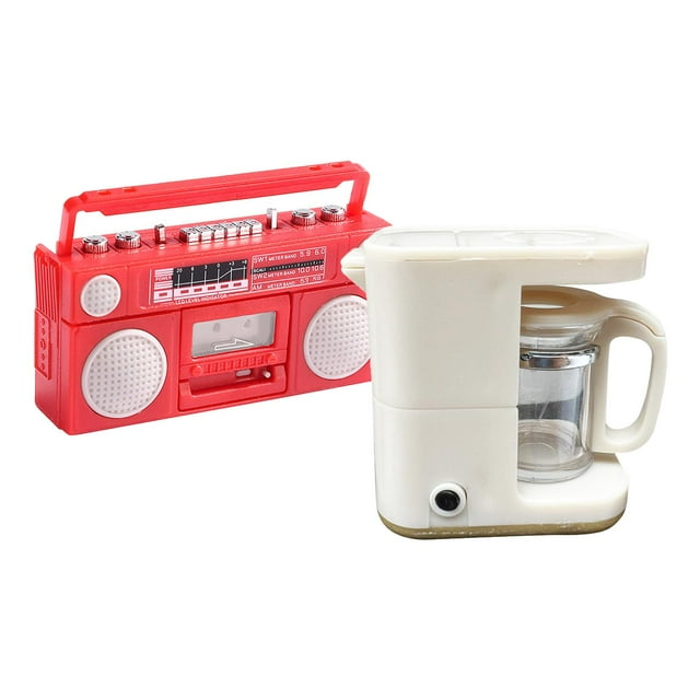 Simulación de 1:12, cafetera de plástico, cafetera con modelo de gramófono, suministros , adornos