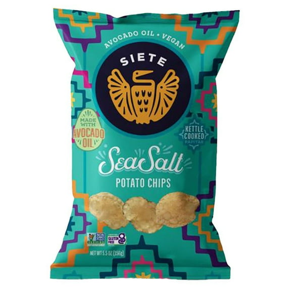 Pack of 2 Siete Sea Salt Kettle Cooked Potato Chips, 5.5 oz (Package May Vary)