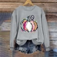thumbnail image 6 of thefmos Women's Round Neck Halloween Print Pullover Sweatshirt Long Sleeve Solid Color Casual Top Fashion Fall Spooky Season Outfit, Gray XL, 6 of 6