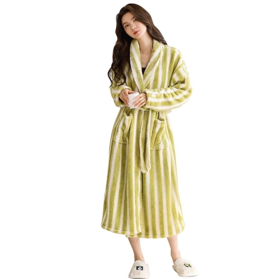 Soft Long Towel Robes for Women,Flannel Warm Large Size Bathrobe Lightweight Soft Pajamas,Unisex Retro Robes Dressing Gown