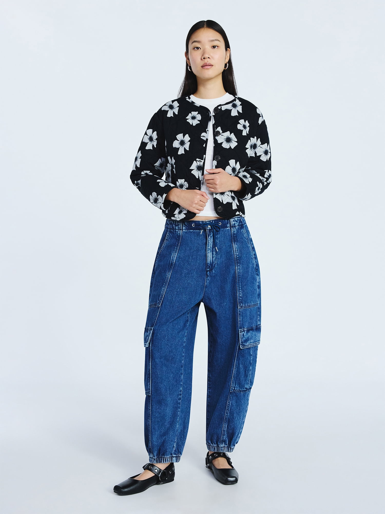 Scoop Women's Cotton Floral Print Quilted Jacket, Lightweight, Sizes XS-XXL