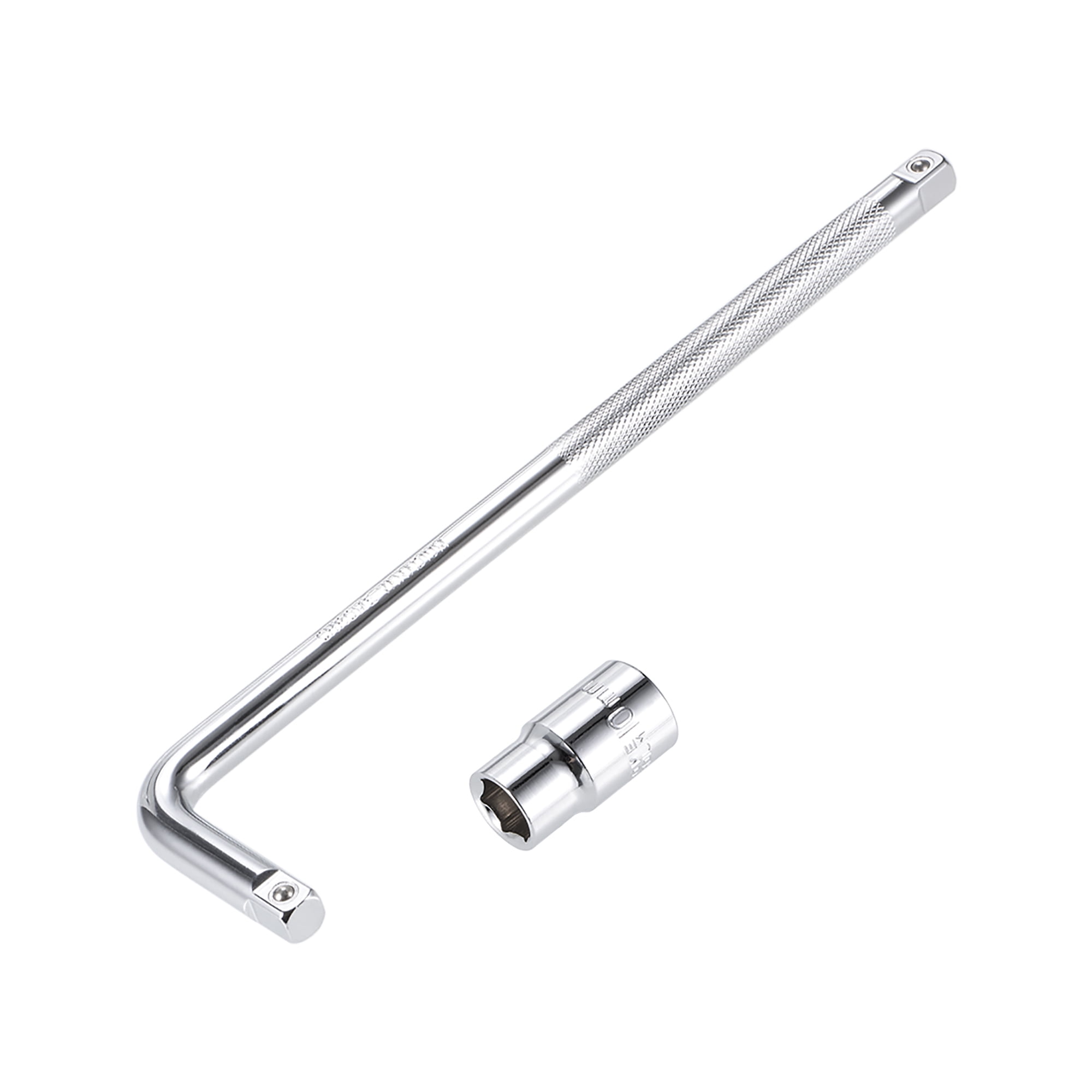 Socket Accessory Set, 10mm 6Point Shallow Socket 10" LShape Extension Handle with 3/8" Drive