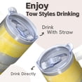 thumbnail image 4 of 20oz Geometric Texture Travel Coffee Mug, Stainless Steel Double Wall Insulated Tumbler with Handle Leak Proof Straw Lid, 4 of 5