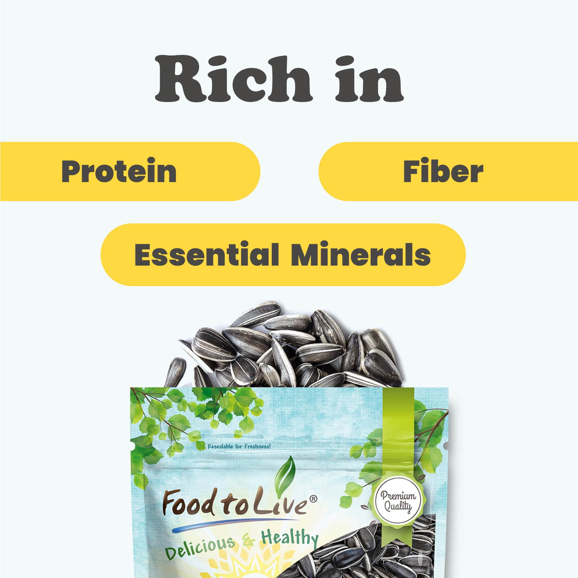 Sunflower Seeds, 2.5 Pounds – In shell, Raw, Vegan, Bulk
