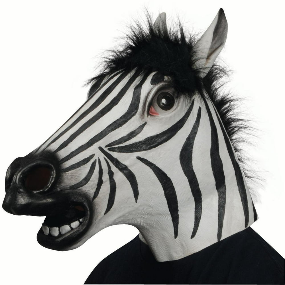 Loftus Realistic Zebra Full Head Animal Mask, White Black, One Size