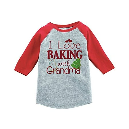 

Custom Party Shop Kids Baking with Grandma Christmas Raglan Shirt Red