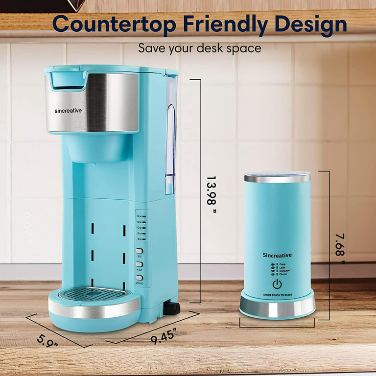Sincreative Single Serve Coffee Maker Cappuccino Machine with Milk Frother,  Blue, 1 Piece - Jay C Food Stores