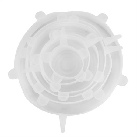 6PCS Transparent Reusable Silicone Food Pot Lid Bowl Covers Wrap Stretchable Preservative Film