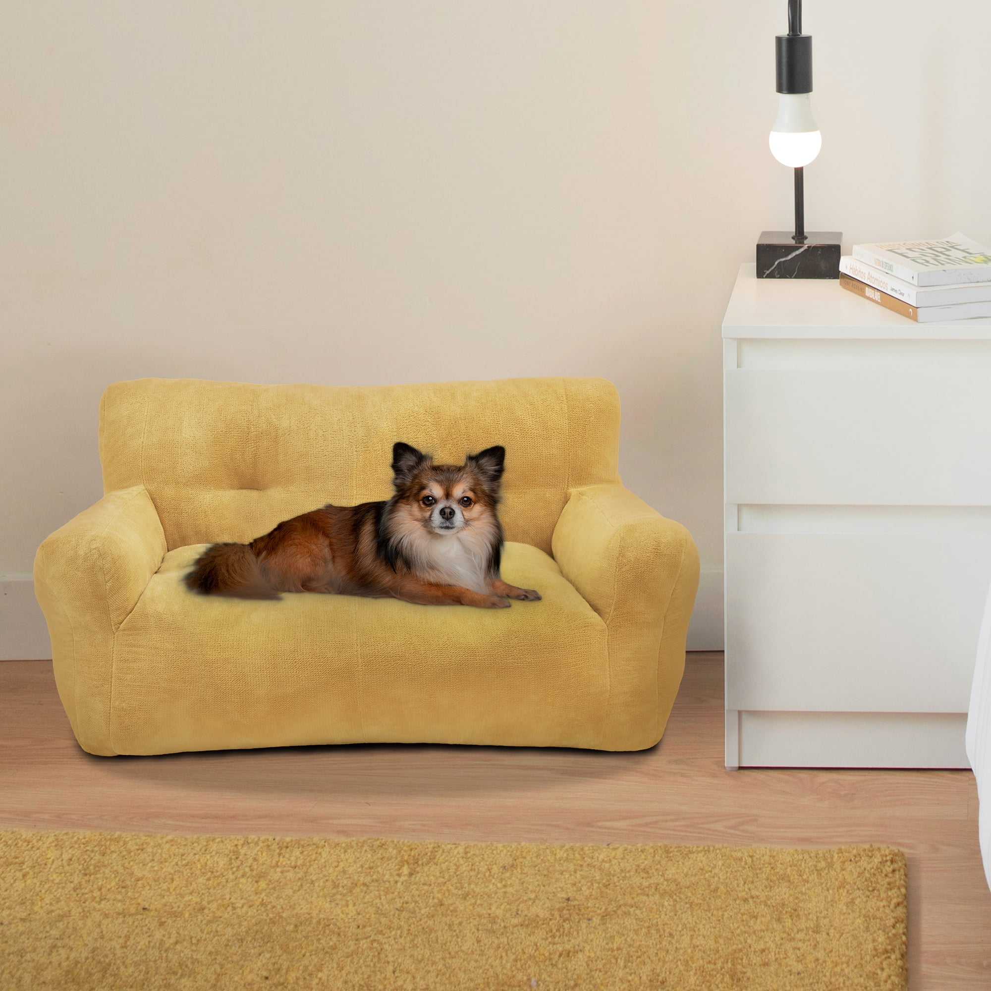 MCombo 43.3'' Large Pet Couch Dog Sofa Bed, Support up to 100lbs, No Assembly Need, Yellow