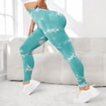 thumbnail image 3 of Tie Dye Hidden Scrunch Leggings for Women Tummy Control Butt Lifting Yoga Pants High Waist Compression Workout Tight,S,Green, 3 of 7