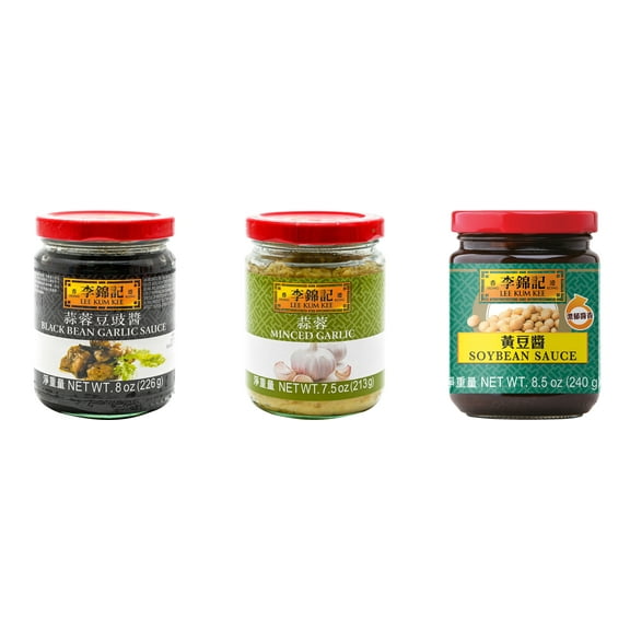 NineChef Brand Spoon Plus 3 Pack Lee Kum Kee Cooking Sauce, 3 Flavors(Black Bean Garlic Sauce,Minced Garlic Sauce,Soybean Sauce)