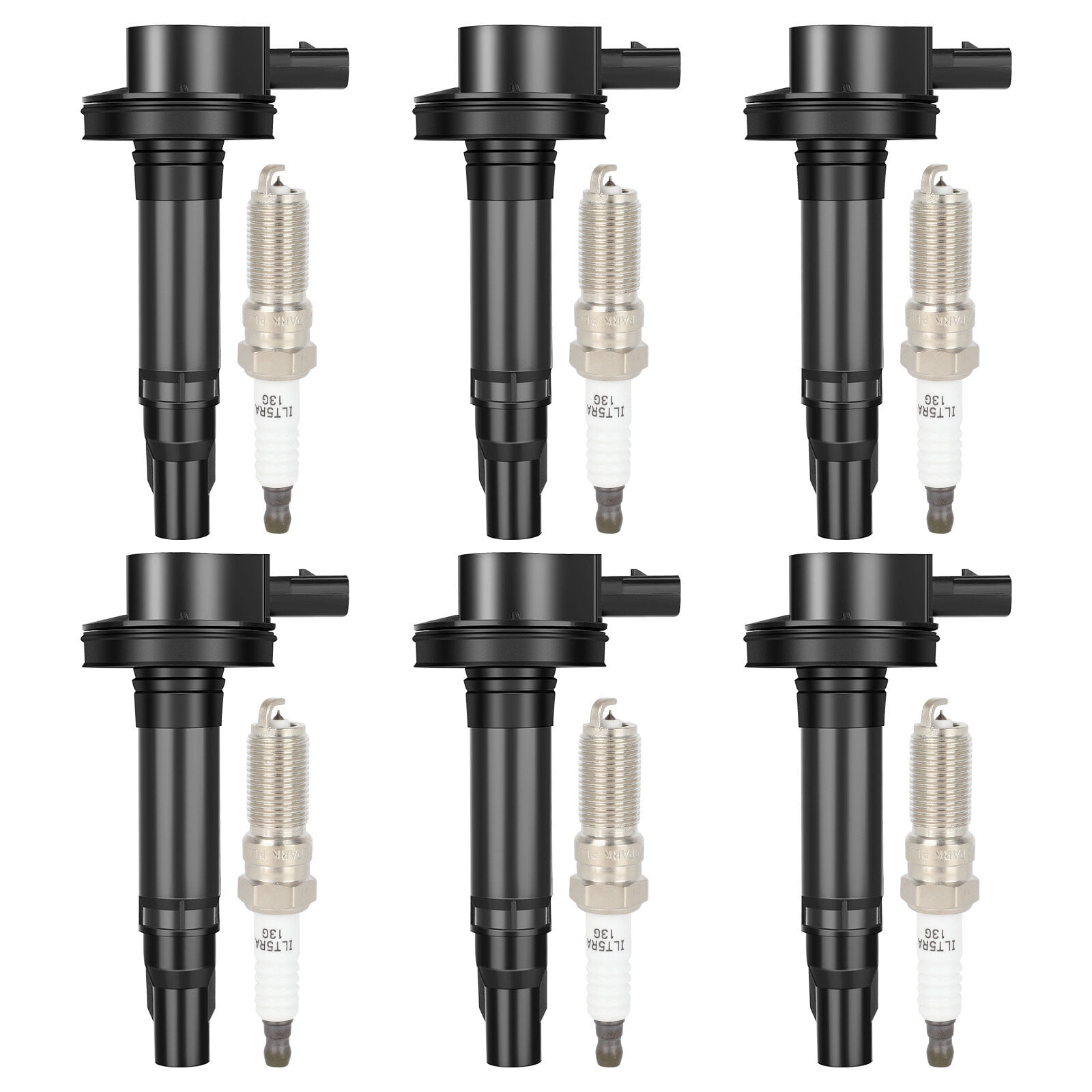 ECCPP UF553 6 ignition coils with 6 iridium Spark Plugs for ford for Lincoln Edge Flex F150 Explorer Fusion Taurus MKS MKX MKZ CX-9 3.5L 3.7L V6 2007-2017 DG-520 UF553 UF-553