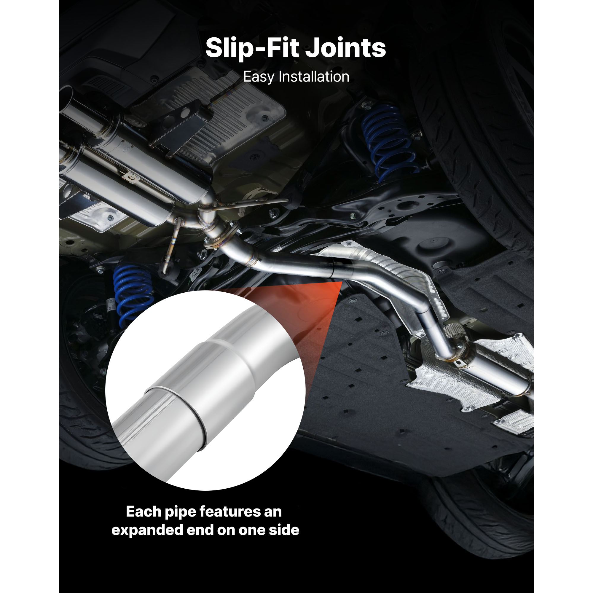 KFFKFF Exhaust Pipe Kit, 8 Pieces 2.25 Inch Mild Steel DIY Custom Tubing with Straight & U-Bend Pipes, 90 & 135 Degree Angles, Galvanized Finish, Compatible with Trucks, Sedans, Sports Cars, SUVs
