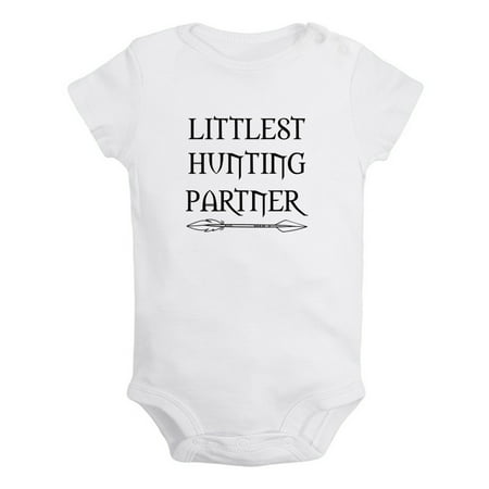 

iDzn Littlest Hunting Partner Funny Rompers For Babies Newborn Baby Unisex Bodysuits Infant Jumpsuits Toddler 0-24 Months Kids One-Piece Oufits