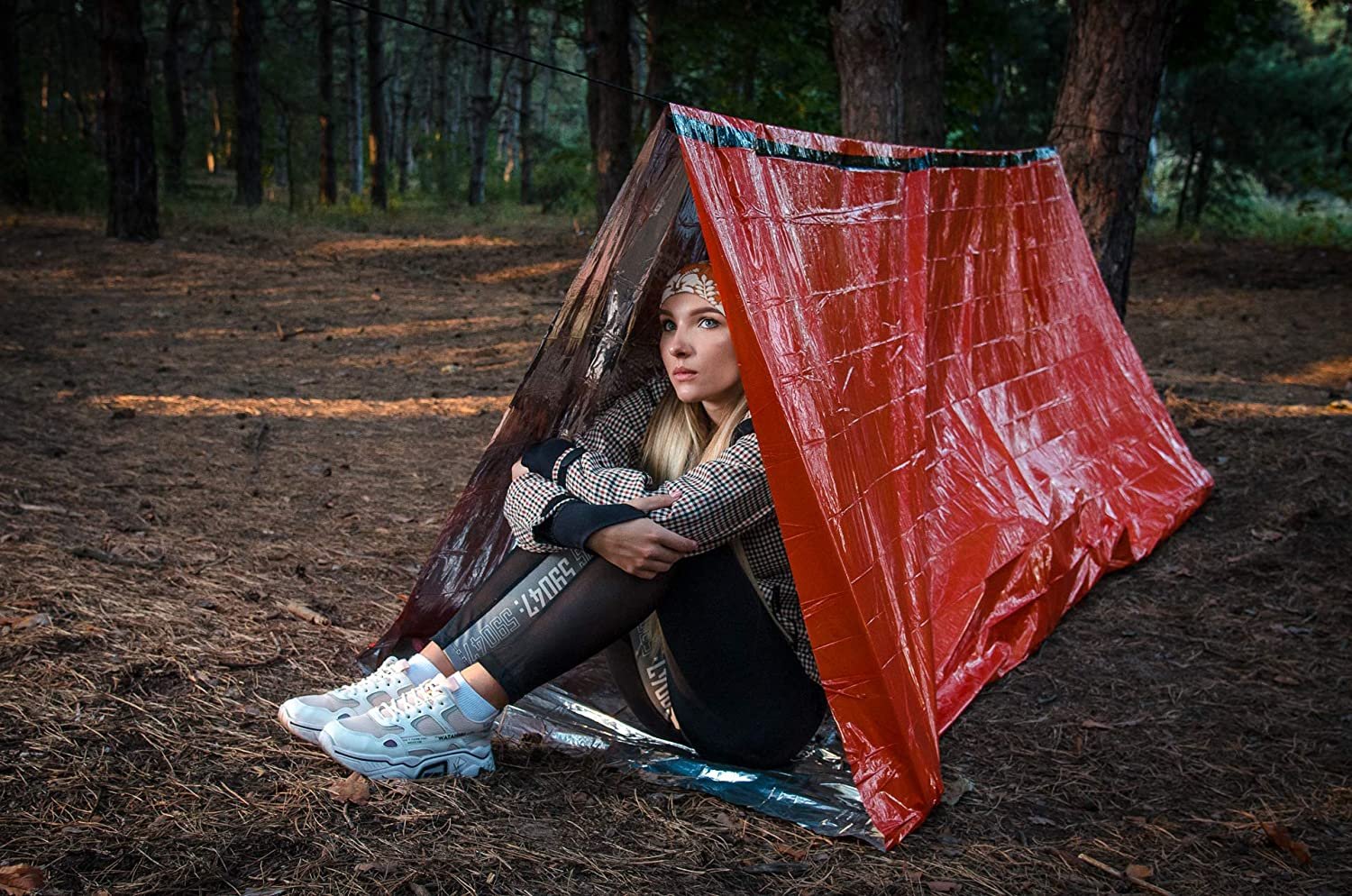 Emergency Shelter  Emergency Tube Tent  Reflective Mylar Survival Tent  Includes Whistle, Compass and Survival Hook - Pack of 2 - image 5 of 7