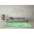 thumbnail image 3 of Ahgly Company Machine Washable Indoor Square Abstract Turquoise Blue Modern Area Rugs, 8' Square, 3 of 4