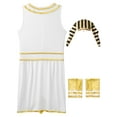 thumbnail image 6 of TiaoBug Men King Pharaoh Costume Egyptian King Sleeveless Dress with Cuffs Snake Head Hat for Halloween White M, 6 of 7