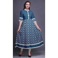 thumbnail image 2 of Bimba White Tiles Moroccan Printed Anarkali Dress Long Kurti For Women Indian A Line Casual Top Tunic -Large, 2 of 5