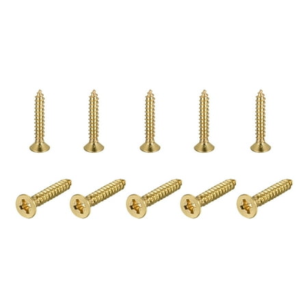 

Uxcell M4x25mm Brass Wood Screws Phillips Flat Head Self Tapping Connector 30Pack