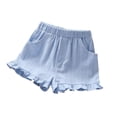 thumbnail image 3 of Gytharion Toddler Girls Elastic Waist Shorts Solid Casual Athletic Shorts Ruffle Hem Cute Summer Shorts 1-11 Years, 3 of 5