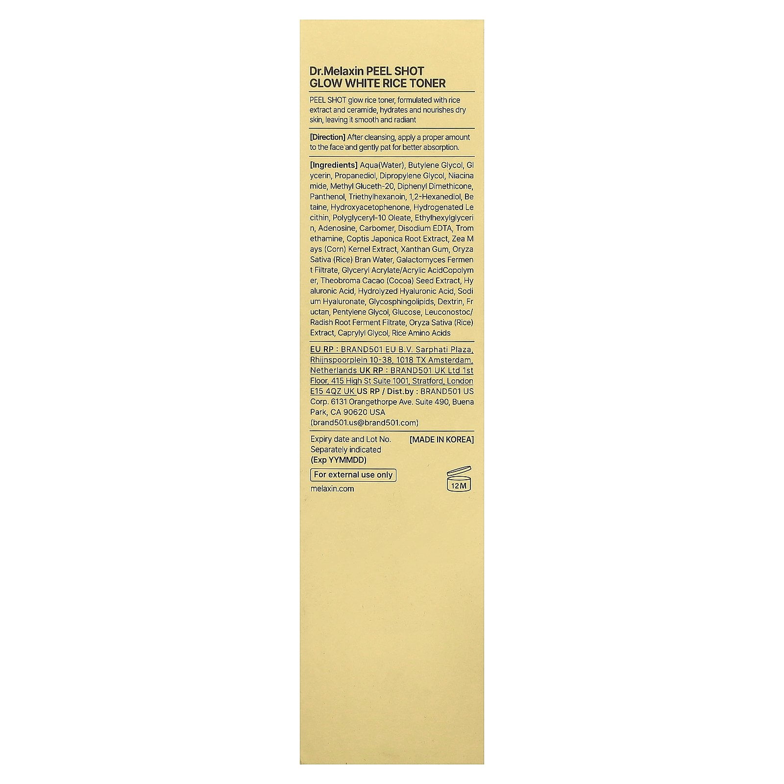 Dr.Melaxin Peel Shot Glow White Rice Toner, All Skin Types, 6.76 fl oz (200 ml)