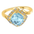 thumbnail image 2 of Mauli Jewels Rings for Women 2.30 Carat Diamond And Cushion Cut Aqumarine Ring 4 Prong 14K Yellow Gold, 2 of 6