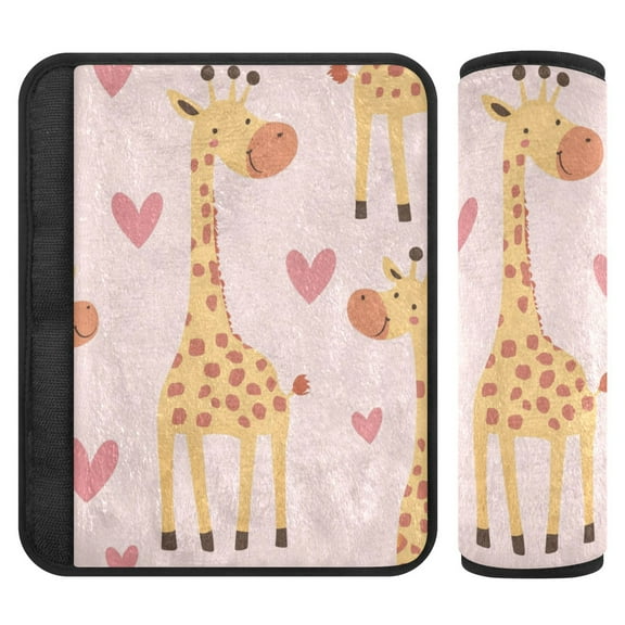 Qxltty Adorable Cartoon Giraffes Heart Pattern Car Seat Strap Pads are Soft and Snug Fitting for All Cars Backpacks Pushchair