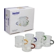 thumbnail image 1 of Bacimi Tazas de Café Transparentes con Asas de Colores - Juego de 6 / 4 Oz / 120 Ml - Tazas de Vidrio de Borosilicato para Capuchino, Té, Café con Leche, Espresso y Bebidas Calientes, 1 of 8