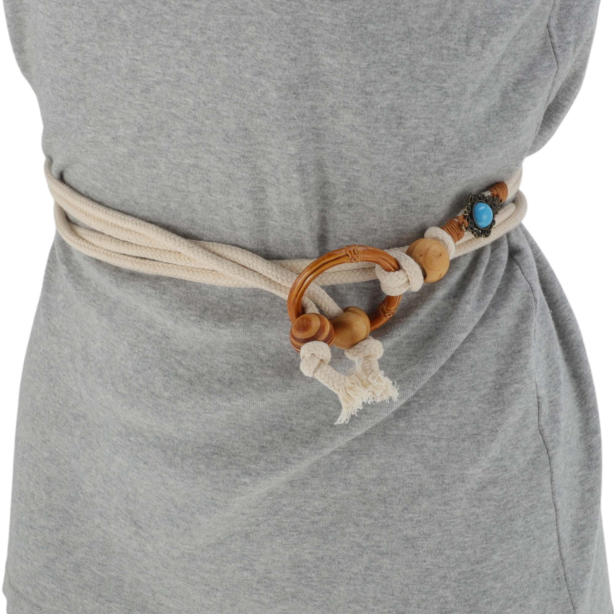 Unique Bargains Buckle Bohemian Waist Rope Adjustable Tie Design 1 Pc Bamboo Buckle