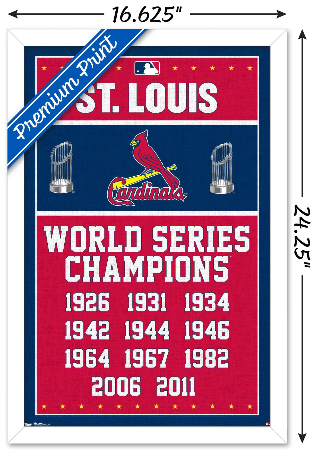 St. Louis Cardinals 11-Time World Series Champions 24'' x 34.75'' Magnetic  Framed Poster