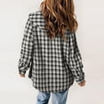 thumbnail image 3 of Tiqkatyck Womens Clothes Clearance Women's Plaid Fashion Casual Long Sleeve Pocket Button Plush Hooded Coat Womens Tops Grey L, 3 of 4