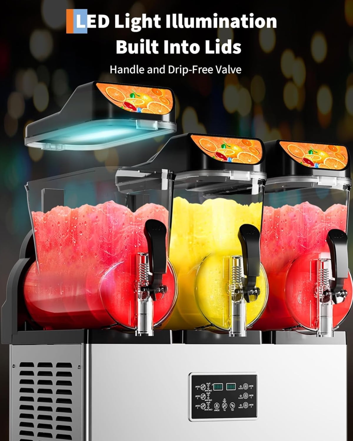 Garvee Commercial Slushy Machine with Self-Cleaning, 11.8Gal Frozen Drink Machine for Home, Restaurants, 1200W, Black & Silver