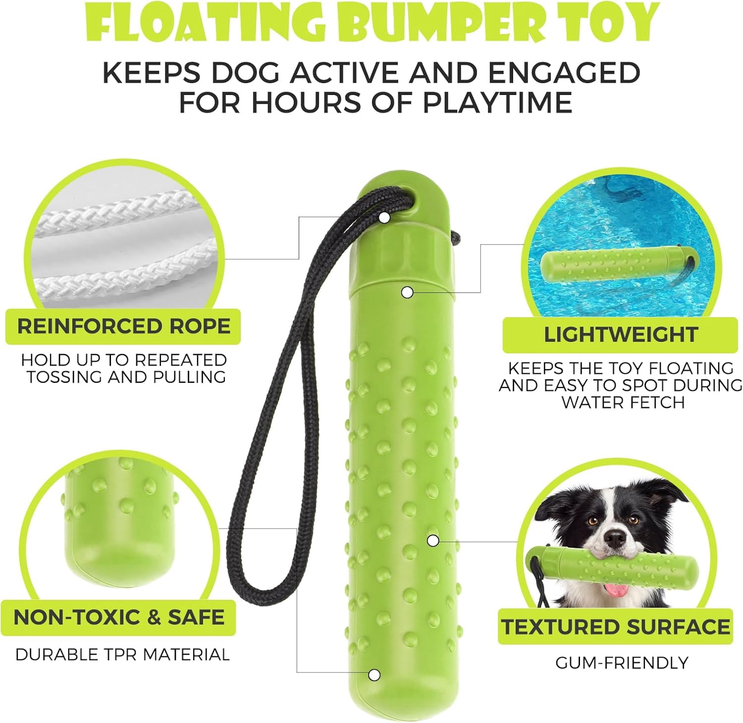 Dog Float Bumper Toy 2 Pack,9.3 Inch Detachable Treat Dispensing Puzzle Toys,Training Dummy Retrieving Bumpers Summer Pool Toy Tug Game,Interactive Toys for Medium Large Dogs(Red & Green)
