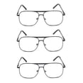 thumbnail image 2 of EYE ZOOM Reading Glasses 3 Pack Metal Frame Square Aviator Style Geek Readers for Men (Black, +1.00), 2 of 6