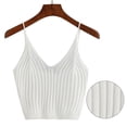 thumbnail image 1 of Sonducket Chaleco de tirantes para mujer Chaleco de verano de color sólido sin mangas sexy con cuello en V, blanco Type2 NO2 Sonducket AP000157-01B, 1 of 1