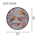 thumbnail image 5 of 36.2 Inch Round Floor Mat Red Berries and Robin Birds Carpet Decor Rug for Living Room Bedroom, 5 of 6