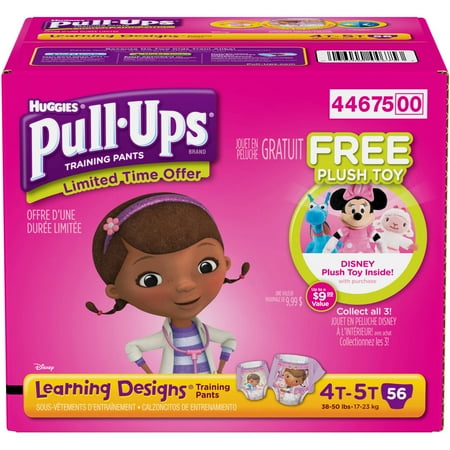 HUGGIES Pull-Ups Girls' Learning Designs Training Pants, Super Pack 4T-5T, 56ct