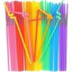 thumbnail image 1 of Disposable Color Straws, 100 Count Flexible Straws, Extra Long Straws Party Decorations, Mixed Colors, 1 of 5