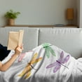 thumbnail image 3 of Dragonfly Soft Flannel Fleece Throw Blanket, Illustration of Fantasy Bugs with Colorful Striped Spring Season Wings Pattern, Cozy Plush for Indoor and Outdoor Use, 50" x 60", Multicolor, by Ambesonne, 3 of 5