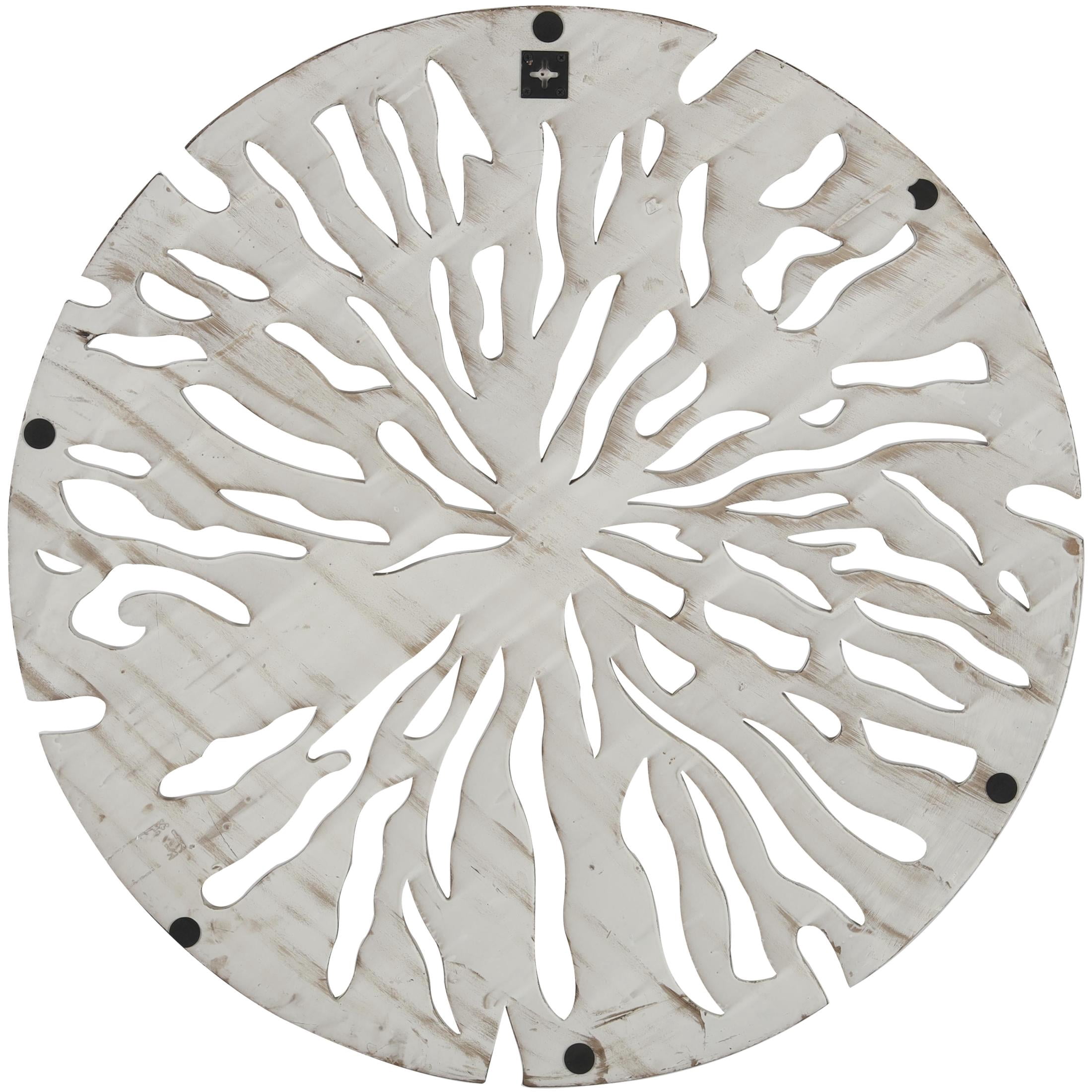 DecMode Beige Wooden Handmade Intricately Carved Starburst Wall Decor