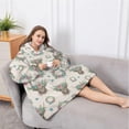 thumbnail image 5 of Oversized Wearable Blanket Hoodie,Beige Highland Cow Flower Wreath Pattern Sherpa Blanket Hoodie with Super Pockets,Super Warm Fuzzy Pullover for Women & Men, 5 of 6