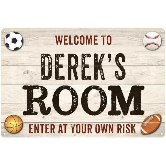 DEREK'S Room Kids Bedroom Sign Boy's 8x12 Metal 208120090174