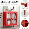 thumbnail image 6 of Small 2 Transparent Door Metal Storage Side Buffet Cabinet for Bed Room,Living Room,Entryway,Hallway,Home,Hotel,Office,Garage,Kitchen,1 Removable Shelf. (Transparent Door, Red), 6 of 16