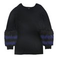 thumbnail image 1 of Blusa Alfani con ribete de piel sintética para mujer negro 2X, 1 of 1