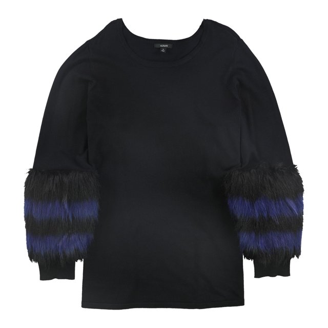 Blusa Alfani con ribete de piel sintética para mujer negro 2X