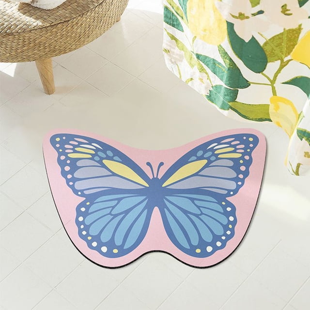 Fiudx Esterilla de Diatomeas con Diseño de Mariposas, Superabsorbente, Base Antideslizante, Tacto Cómodo, Ideal para Baño, Sala de Estar y Cocina, Fácil de Limpiar, 60 X 40 Cm.